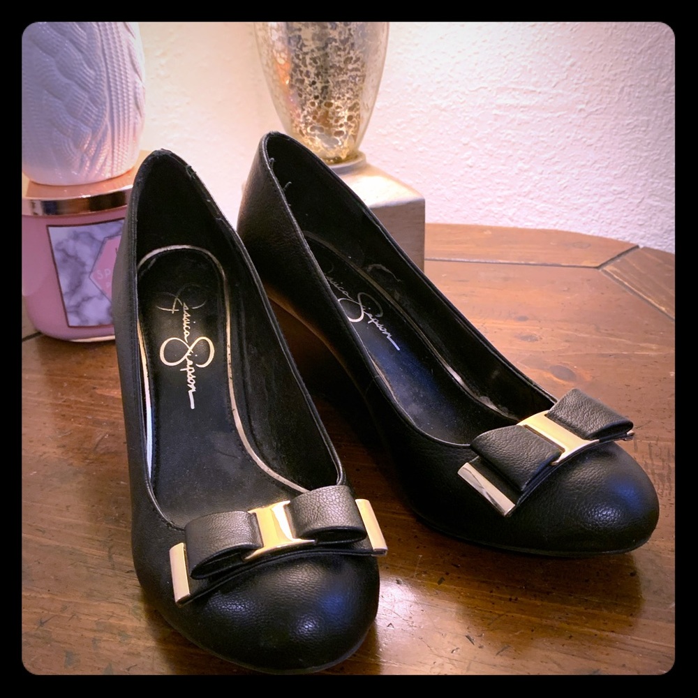 Jessica Simpson Bow Buckle Leather Shoes